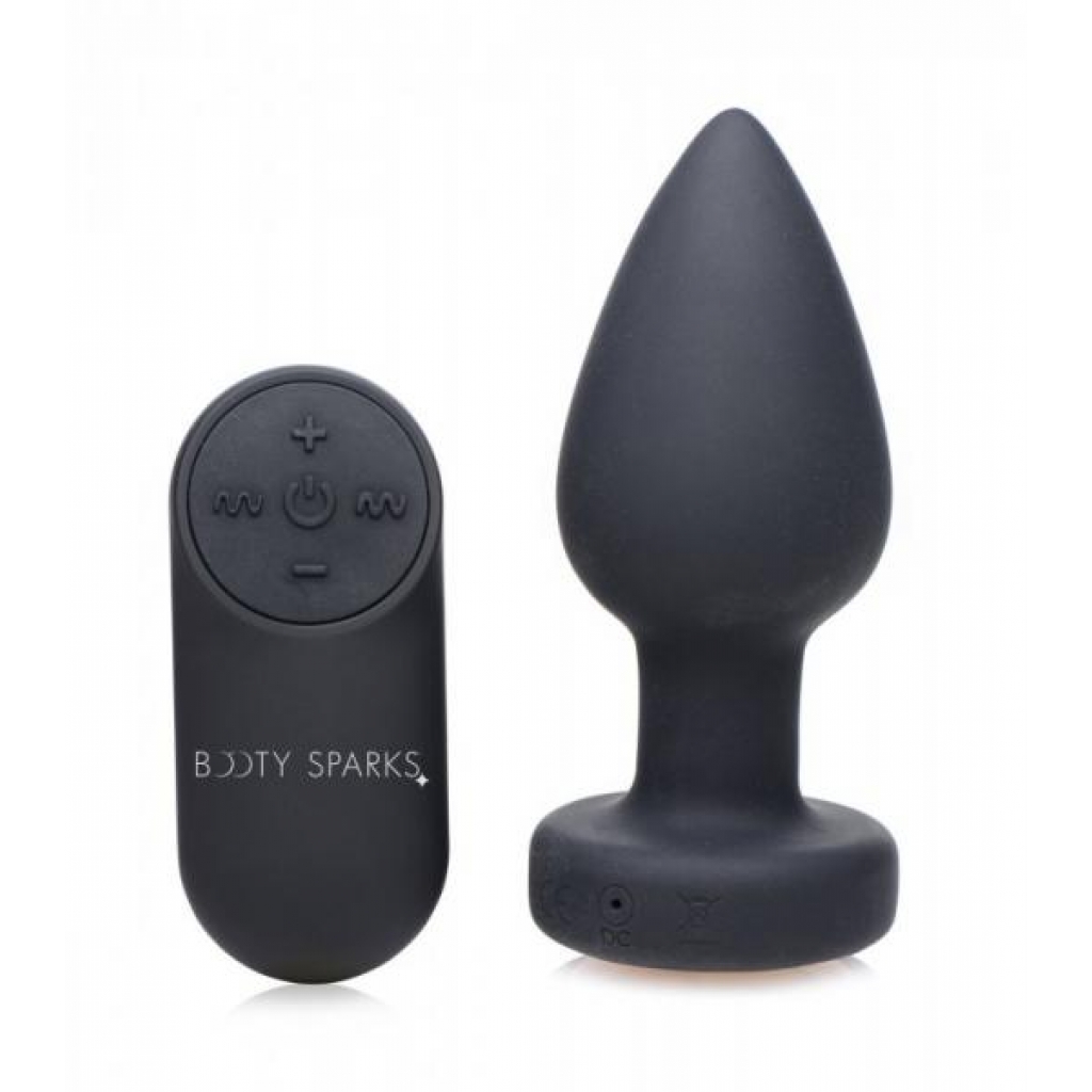 Booty Sparks Silicone LED Plug - Vibrating Medium Black