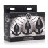 Triple Spades 3 Piece Anal Plug Set Black