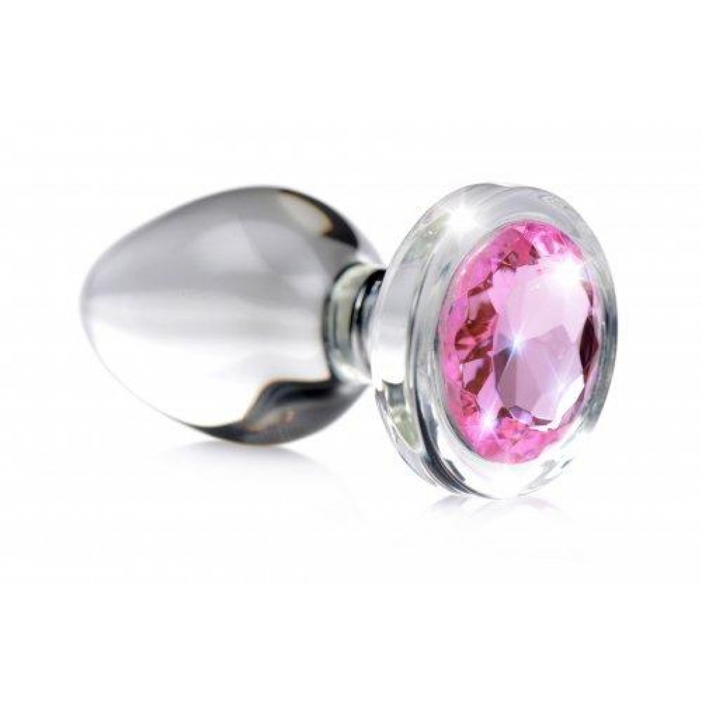 Booty Sparks Pink Gem Glass Anal Plug - Small