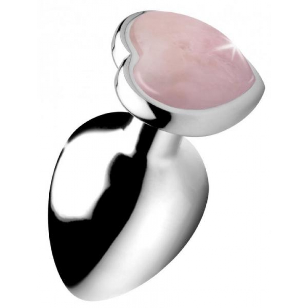 Booty Sparks Gemstones Large Heart Anal Plug - Rose Quartz