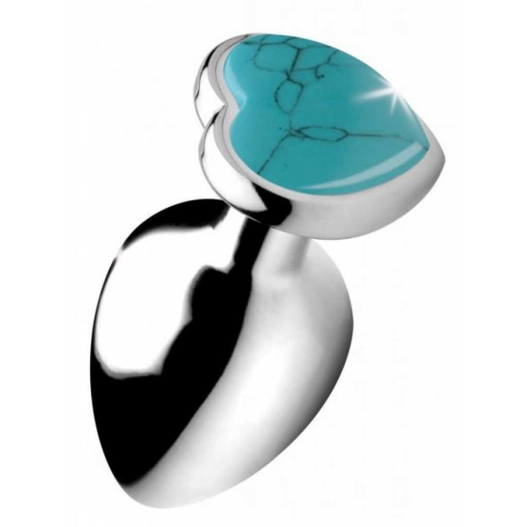 Booty Sparks Gemstones Large Heart Anal Plug - Turquoise