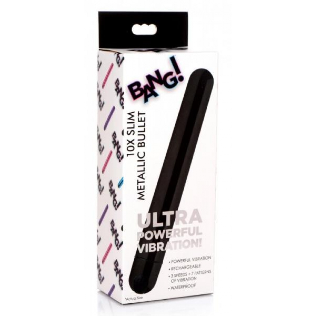 Bang! 10x Slim Metallic Bullet Vibrator - Black