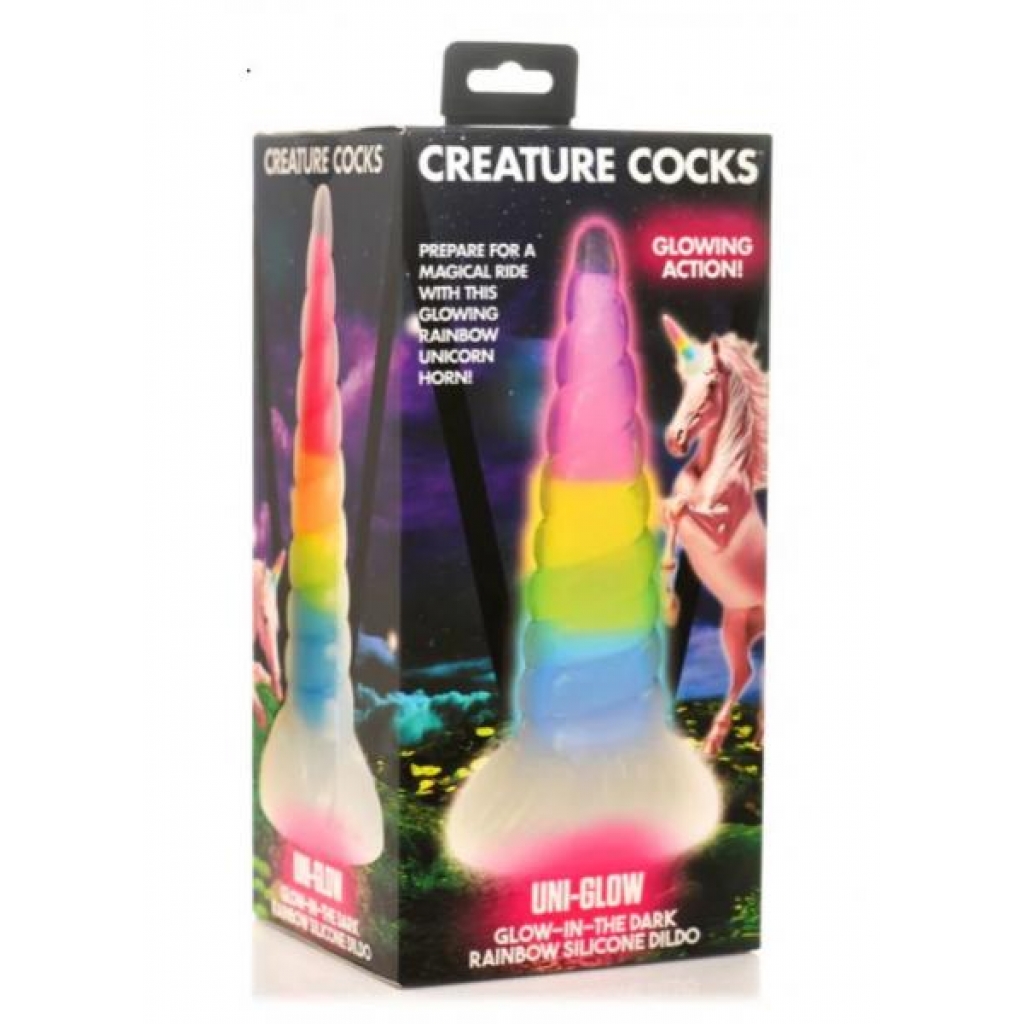 Creature Cocks Uni-glow: Glow In The Dark Rainbow Dildo