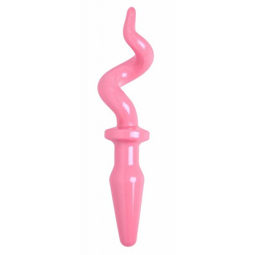 Curly Tail Pink Piggy Tail Butt Plug