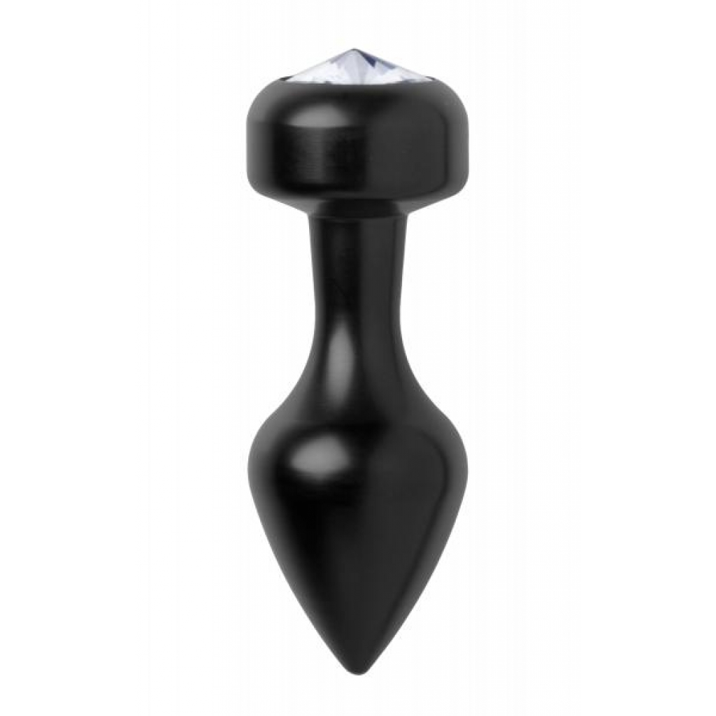 Spade Petite Jeweled Anal Plug Aluminum Black