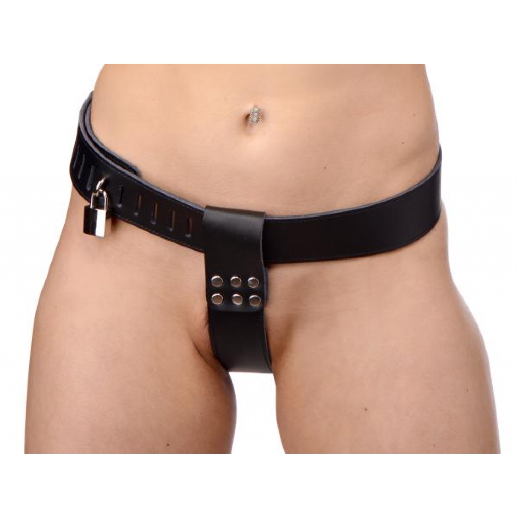 Adjustable PU Leather Female Chastity Belt