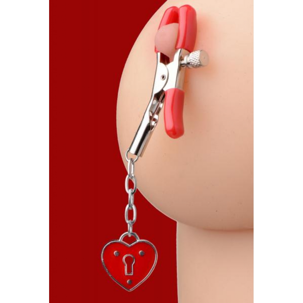 Captivating Heart Padlock Nipple Clamps: Sensual Restraint