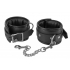 Locking Padded Wrist Cuffs with Chain, Black