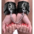 Locking Padded Wrist Cuffs with Chain, Black