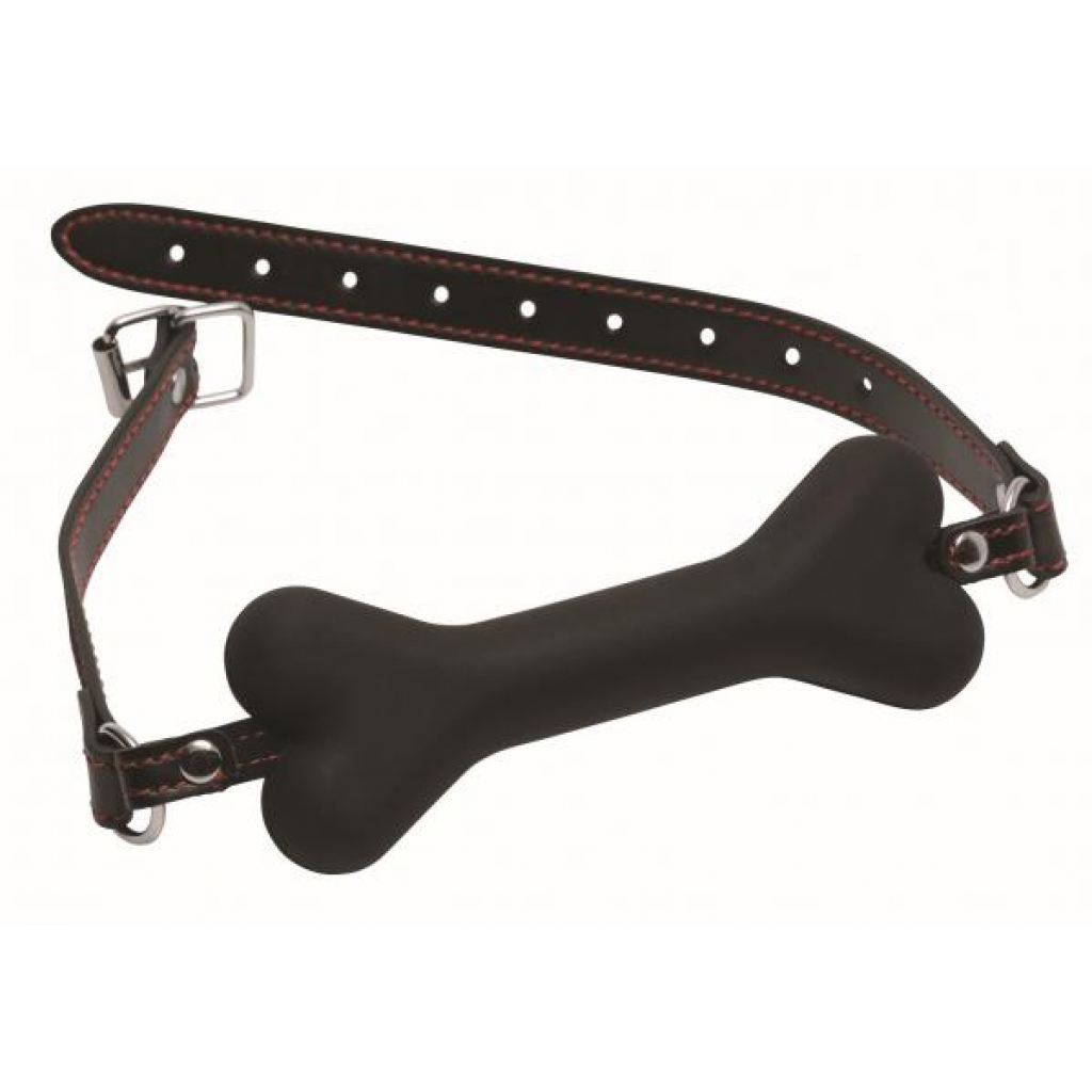 Hound Adjustable Dog Bone Gag - Black