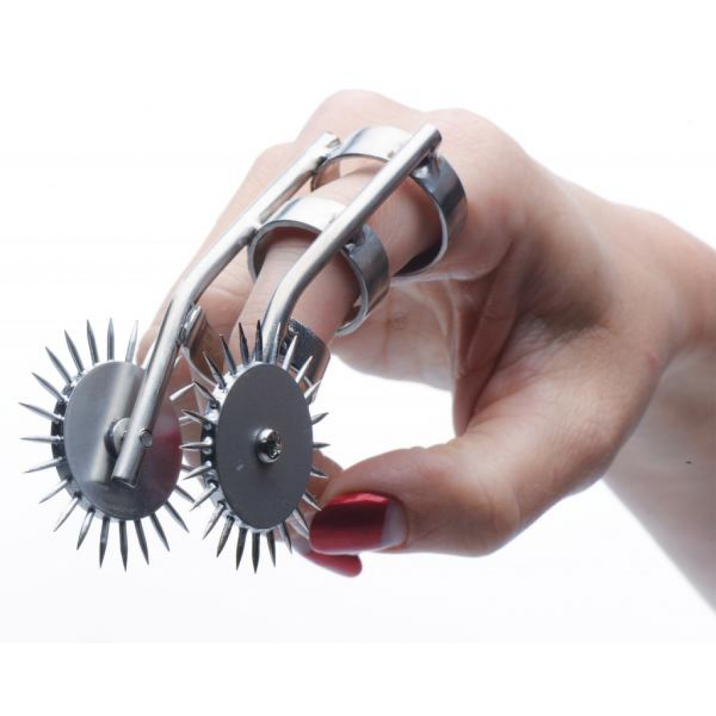 Spikes Double Finger Pinwheel - Sensational Metal Silver