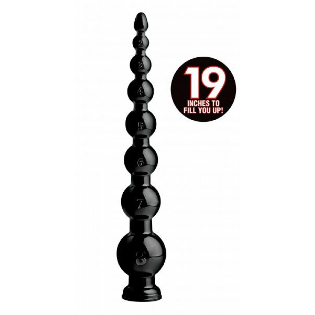 Hosed 19 Inches Graduated Bead Anal Snake - Black