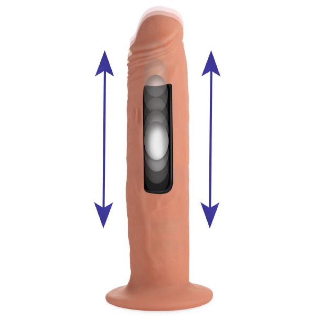 Kinetic Thumping 7X Remote Control Dildo - Beige Large