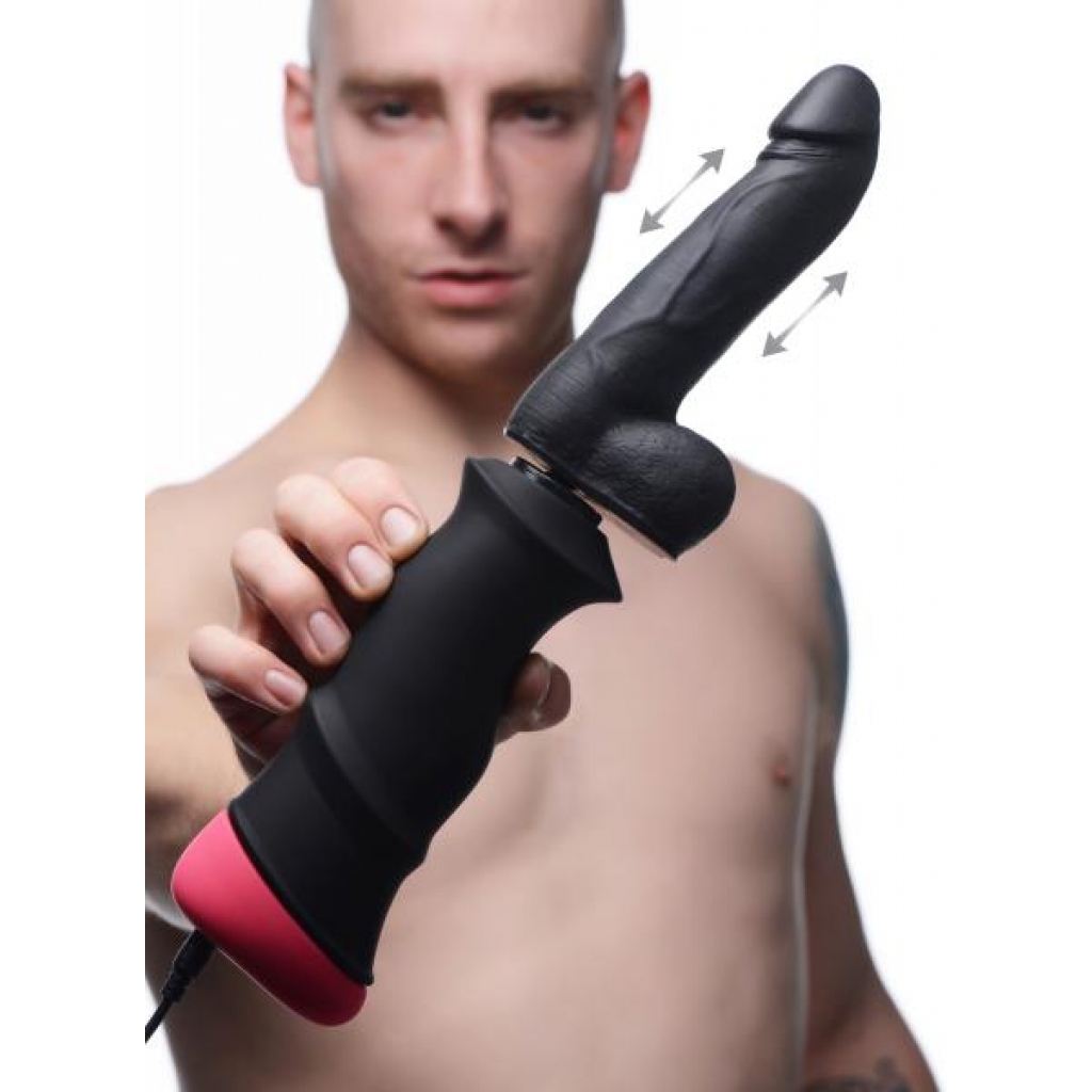 Mega Pounder Hand Held Thrusting Dildo - Black