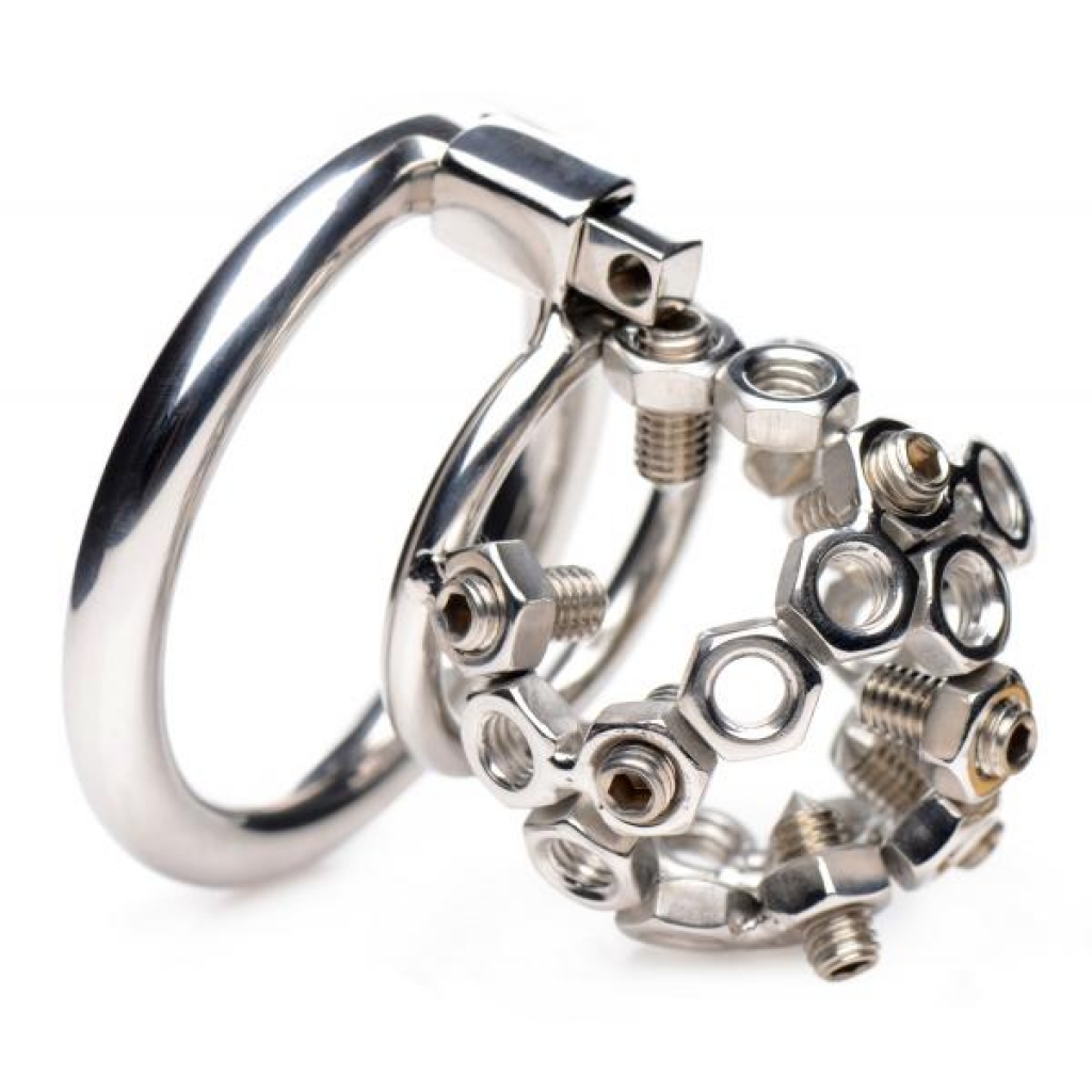 Bolted Stainless Steel Chastity Cage with Spikes