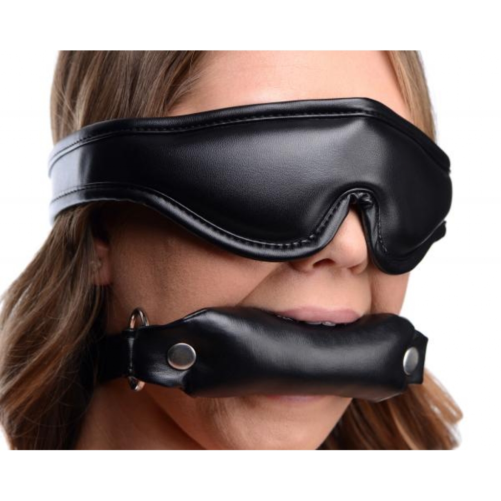 Padded Blindfold And Gag Set Black