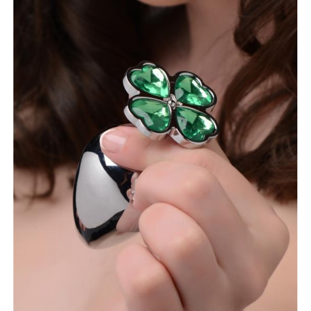 Booty Sparks Lucky Clover Gem Anal Plug - Large Silver