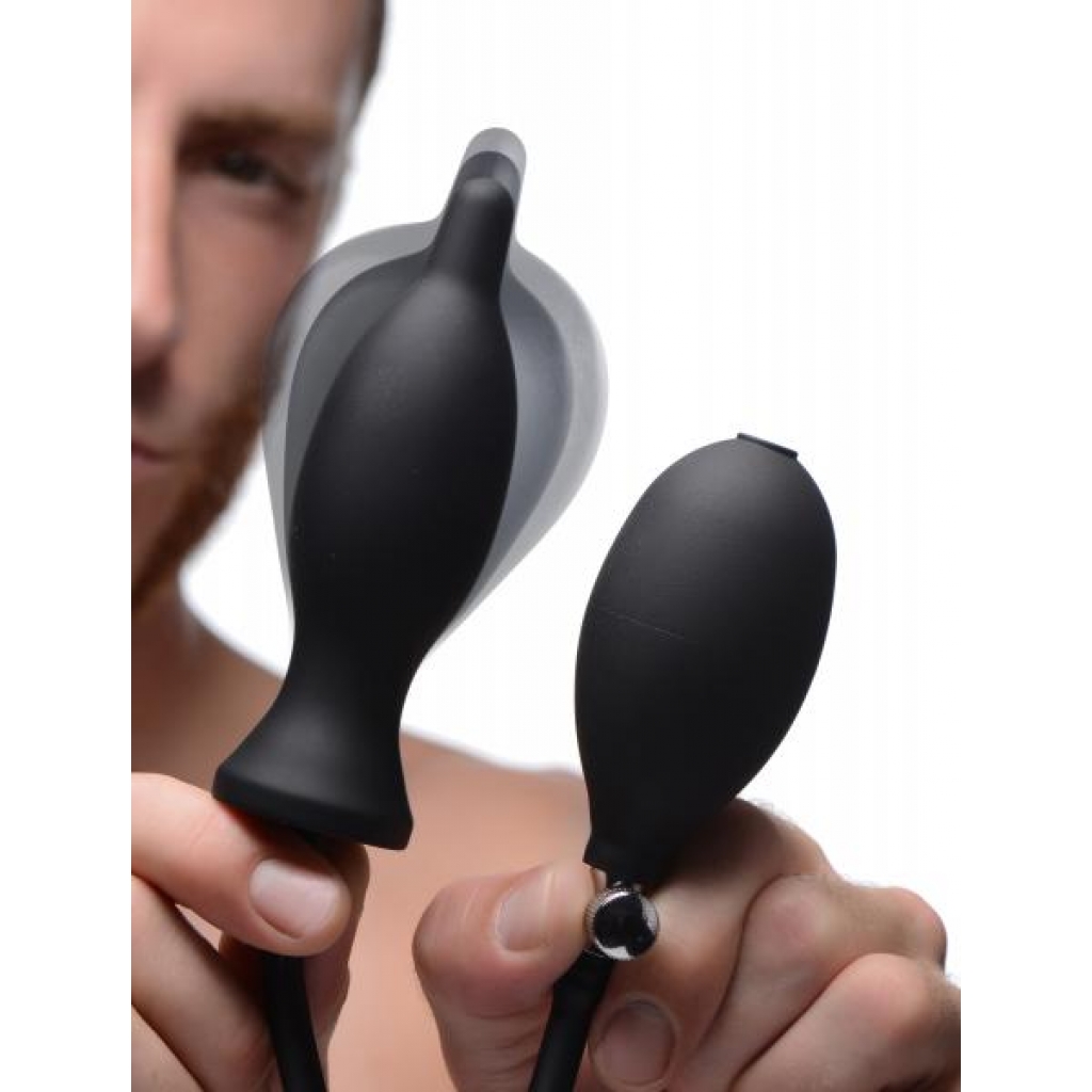 Dark Inflator Silicone Inflatable Anal Plug in Black