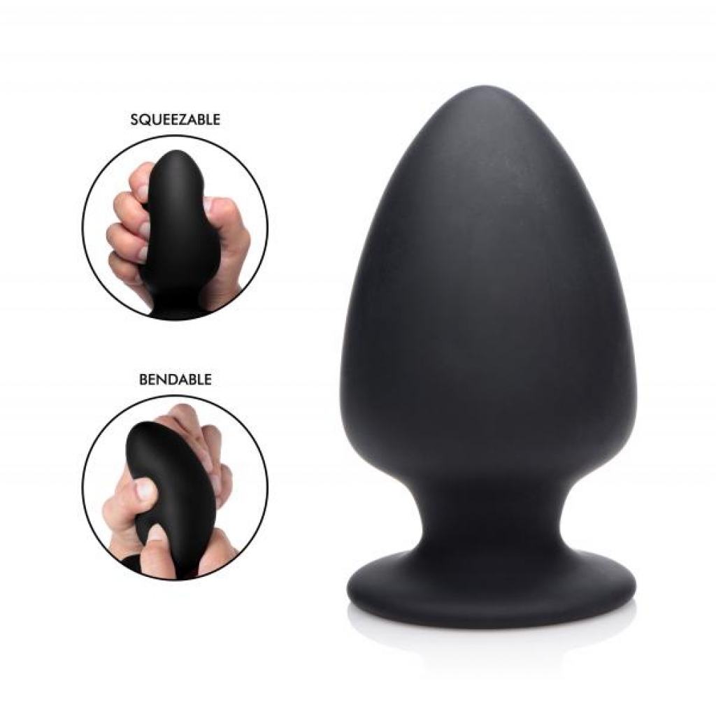 Squeezable Silicone Anal Plug - Black Large