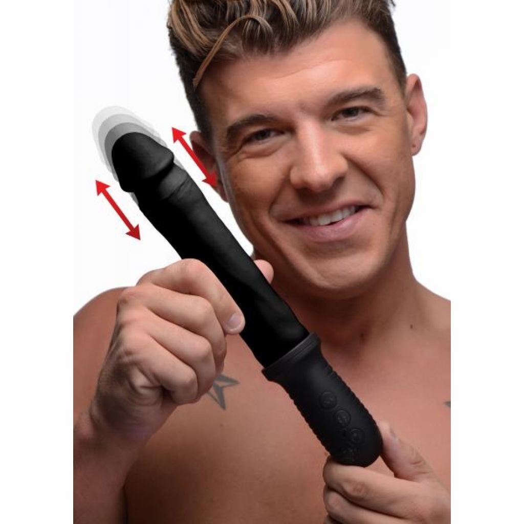 8-Inch Auto Thrusting Vibrating Dildo with Handle - Black