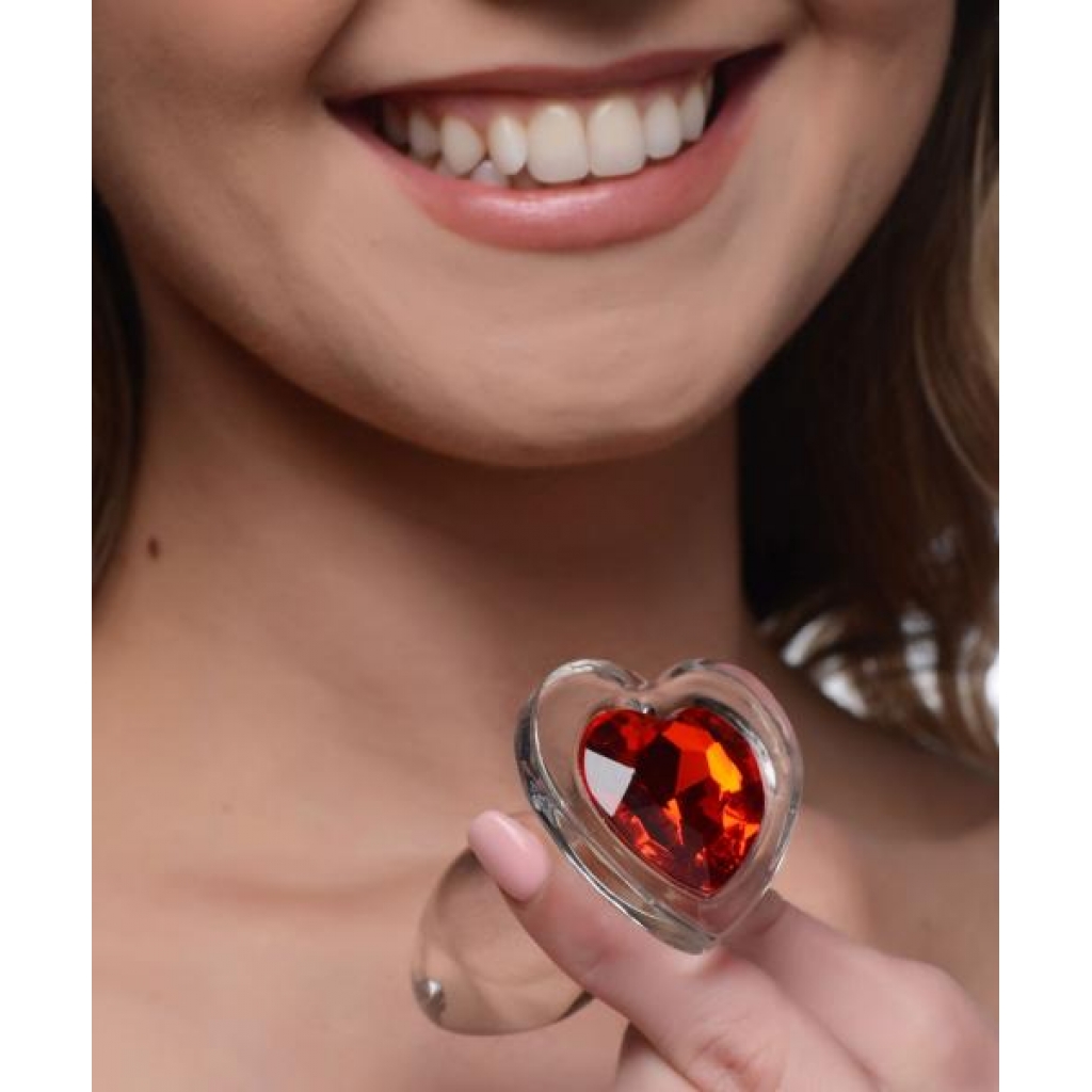 Red Heart Gem Glass Anal Plug – Small