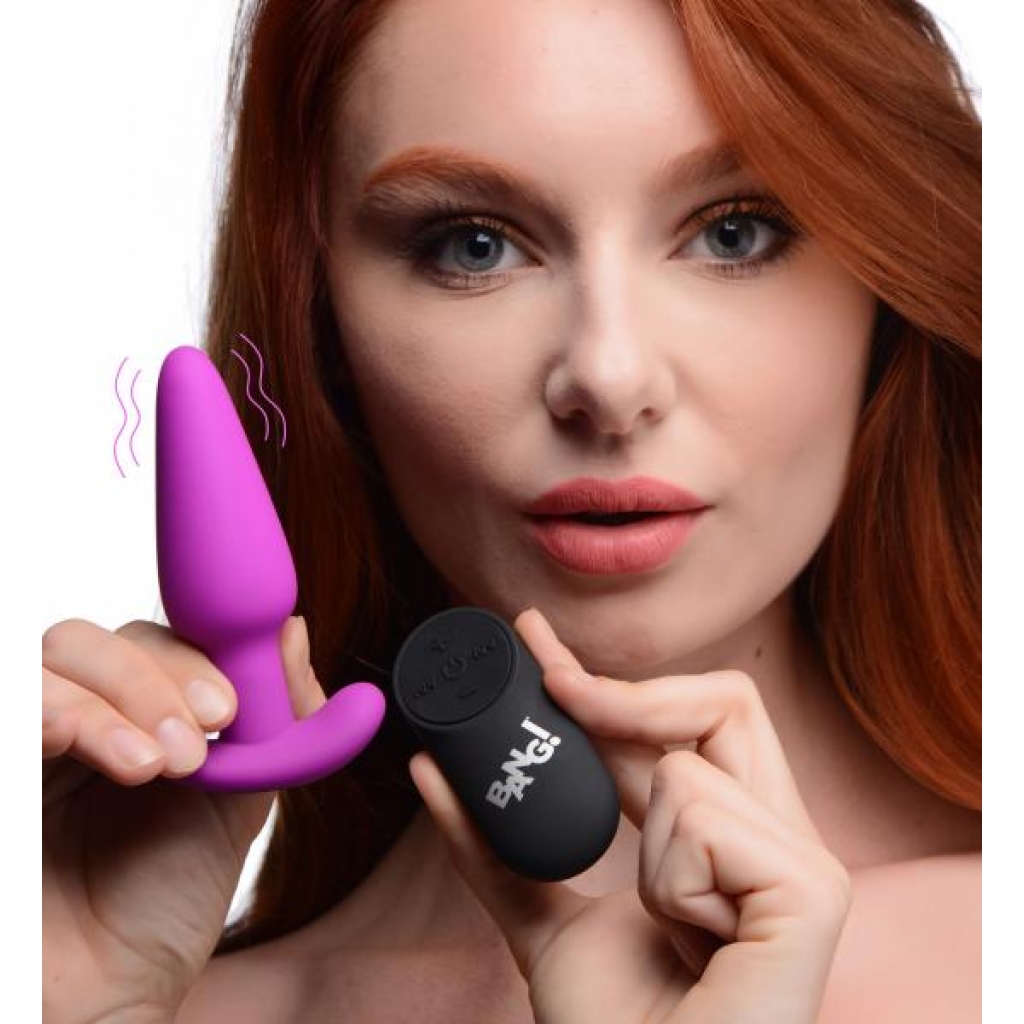 Remote Control Vibrating Silicone Butt Plug - Purple