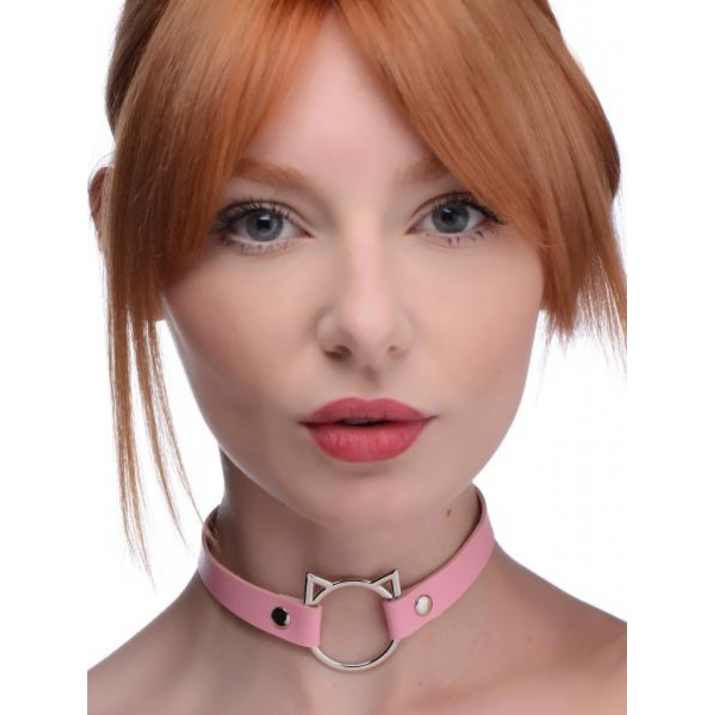 Kinky Kitty Ring Slim Choker - Pink