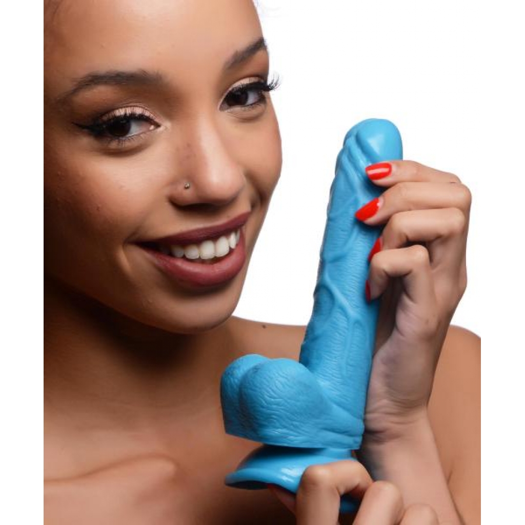 6.5 Inch Dildo with Balls - Blue