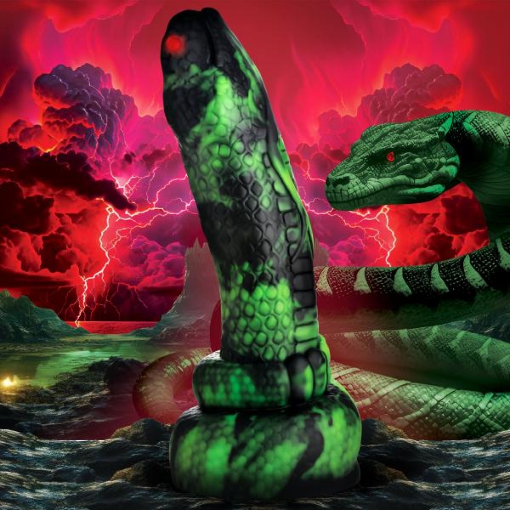 Python Silicone Dildo - Green/Black