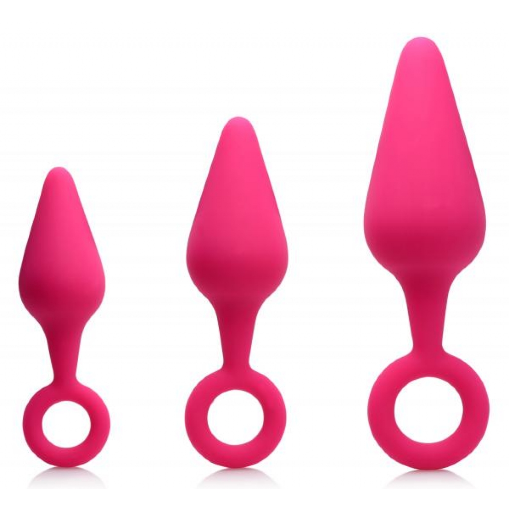 Graduated 3-Piece Silicone Anal Plug Set - Pink