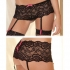 Crotchless Lace Boyleg with Garters - Black M/L