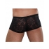 Male Power Stretch Lace Mini Shorts in Black (Medium)