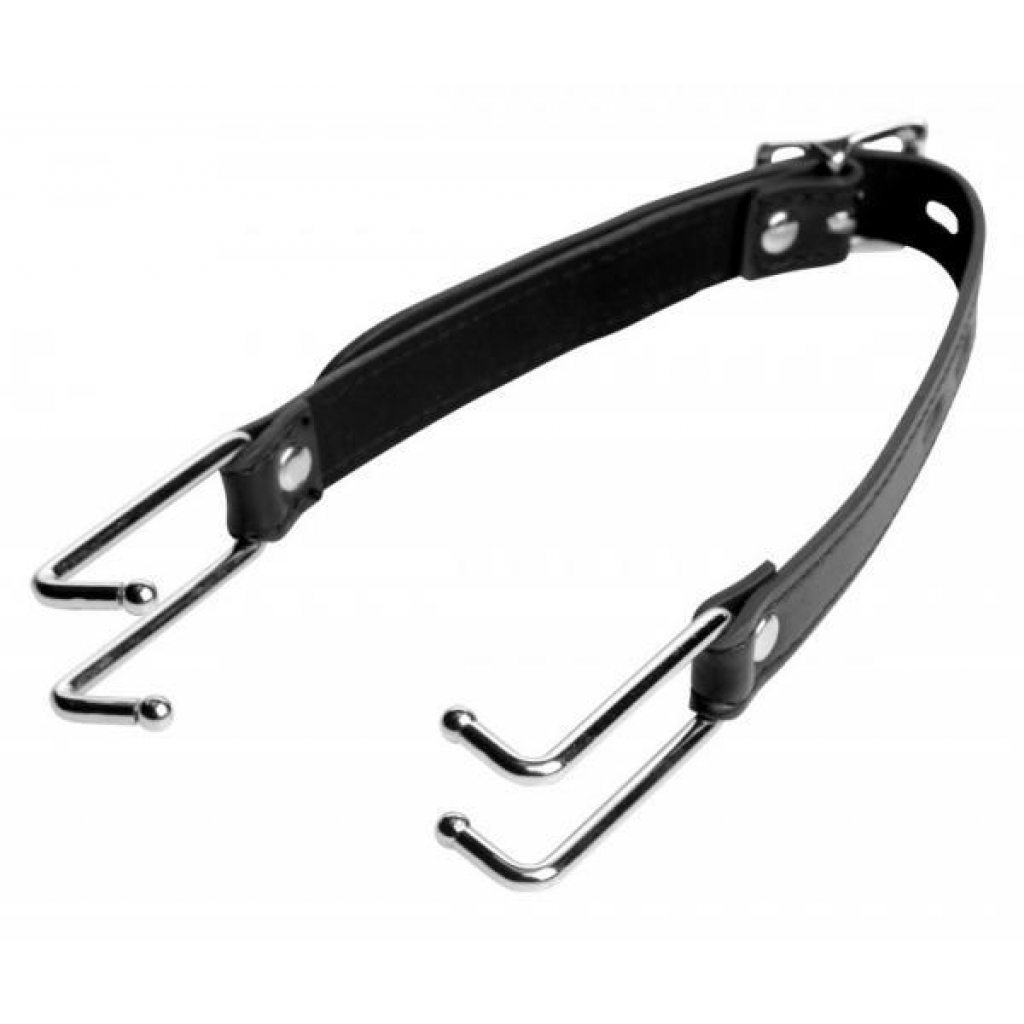 Intimidating Black Leather Mouth Spreader with Claw Hooks