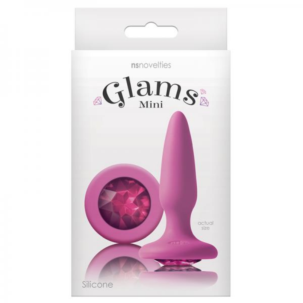 Glams Mini Tapered Silicone Butt Plug with Gem - Pink