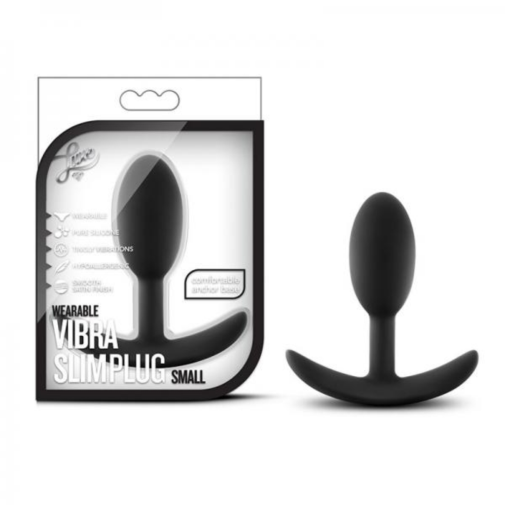 Luxe Wearable Vibra Slim Plug - Small - Black