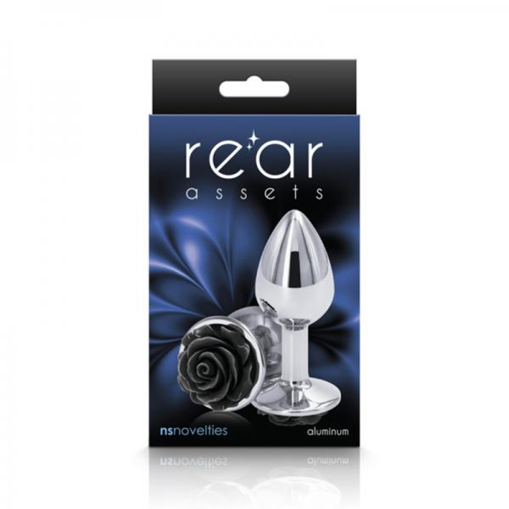 Rear Assets Rose Anal Plug - Small - Black