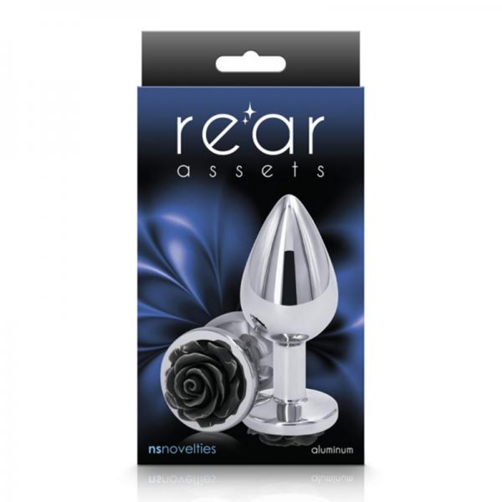 Rear Assets Rose Medium Anal Plug - Black