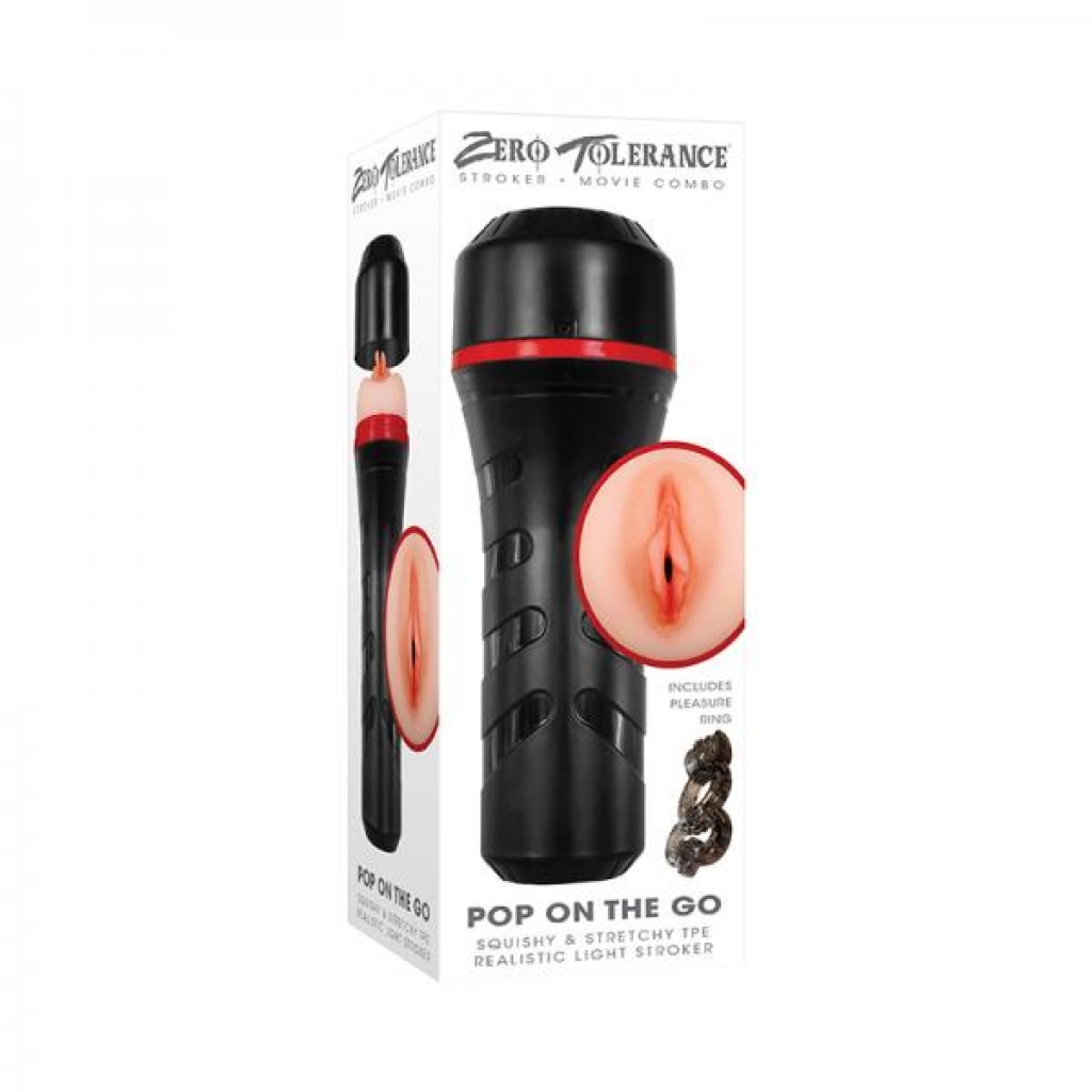 Zt Pop On The Go Light - Vibrating Stroker with Pleasure Ring