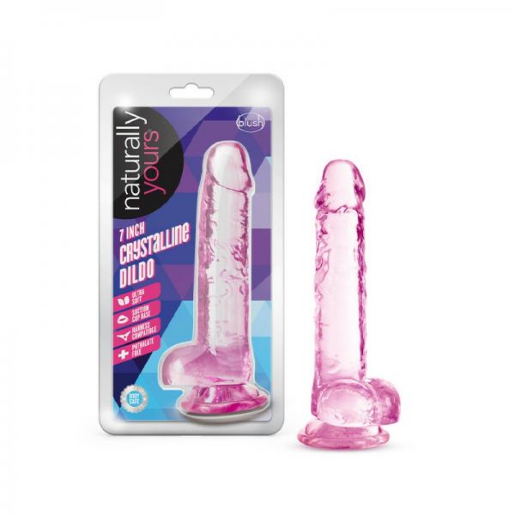 Naturally Yours Crystalline Dildo 7 In. Rose