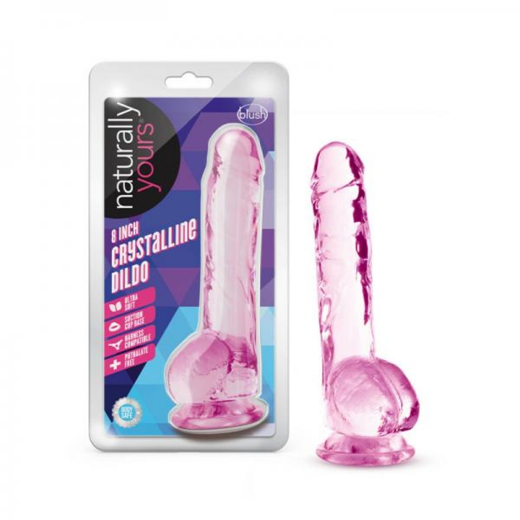 Naturally Yours Crystalline Dildo 8 Inch - Rose