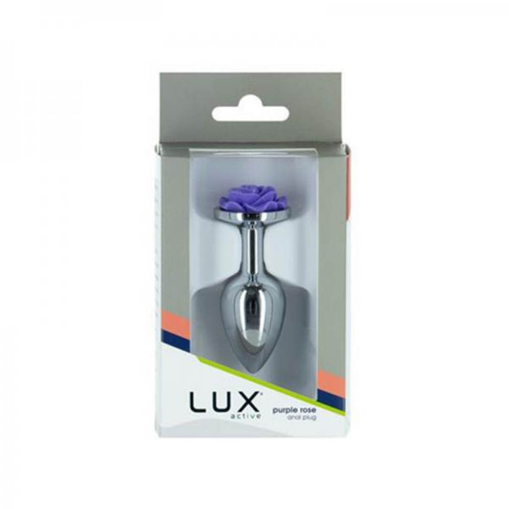 Lux Active Rose Metal Butt Plug 3 in. - Purple