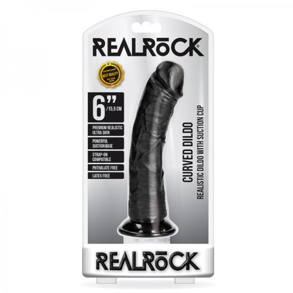 Realrock Curved Realistic Dildo - 6 Inch Chocolate