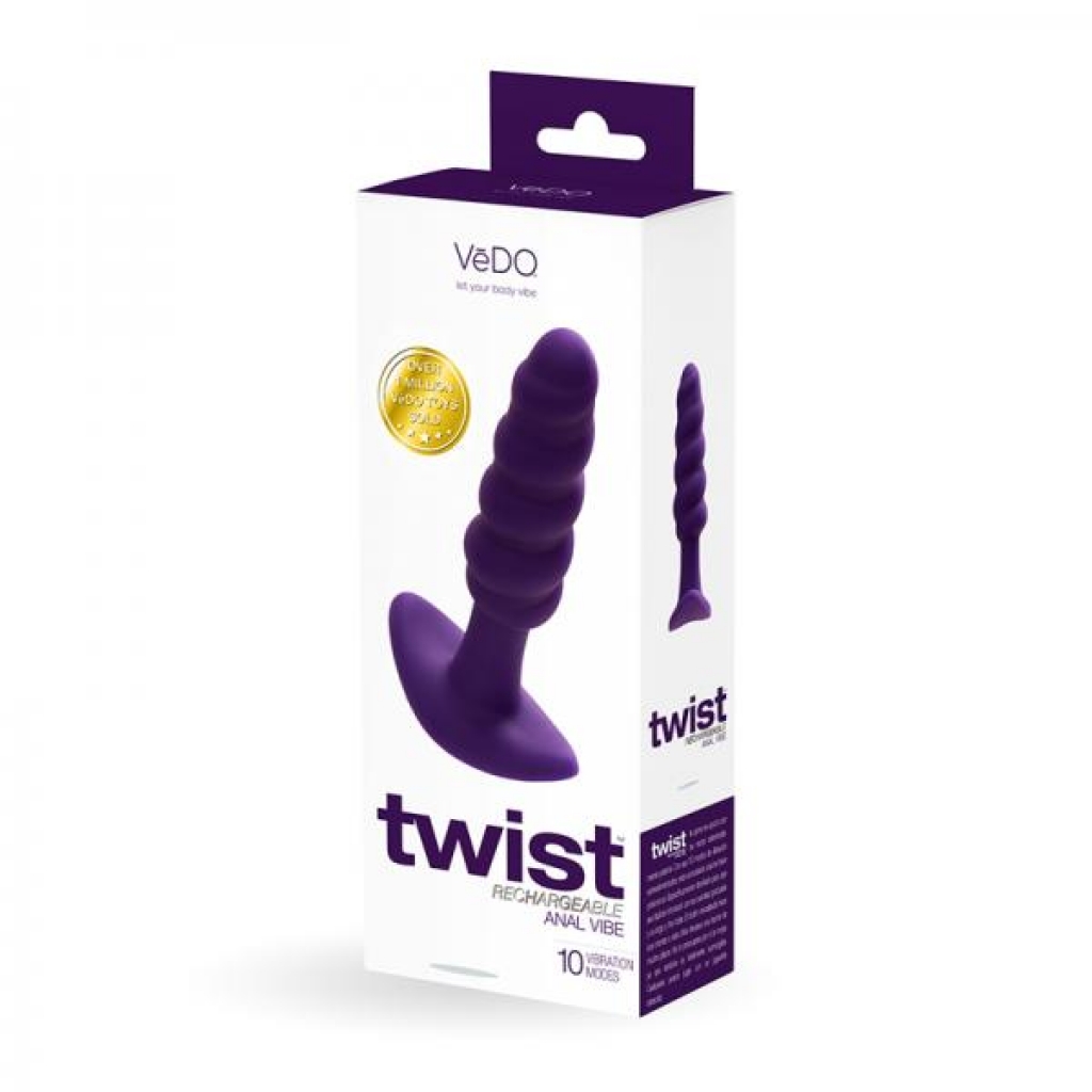 Vedo Twist Rechargeable Vibrating Anal Plug - Purple