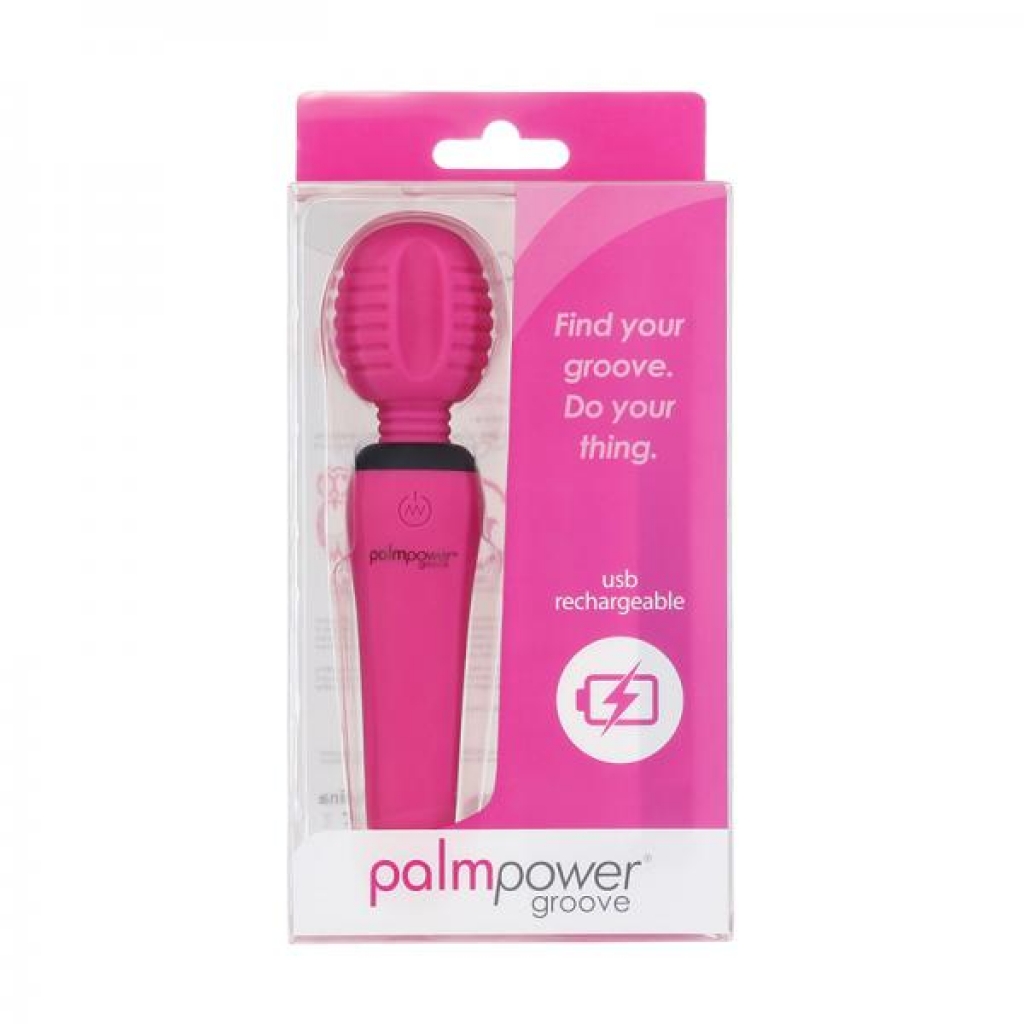 PalmPower Groove Rechargeable Mini Wand Massager in Fuchsia