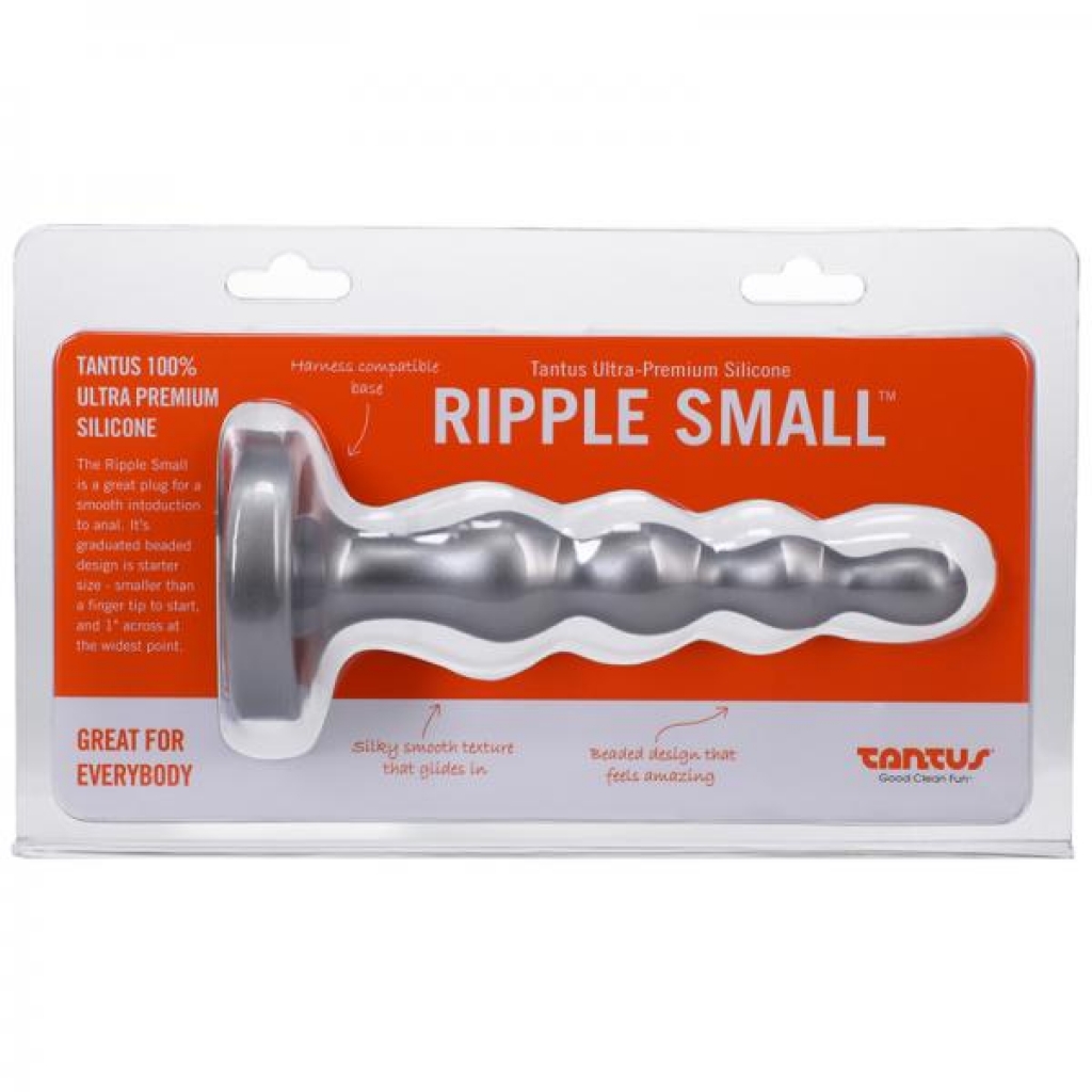 Tantus Ripple Small 8 In. Anal Beads Dildo - Firm Silver