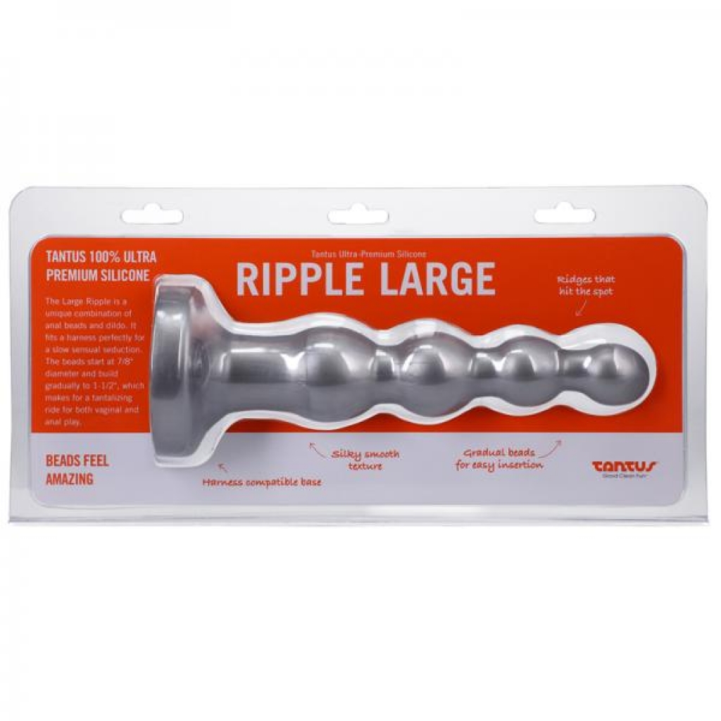 Tantus Ripple Large 8 Inch Anal Beads Dildo - Medium-Firm Silver