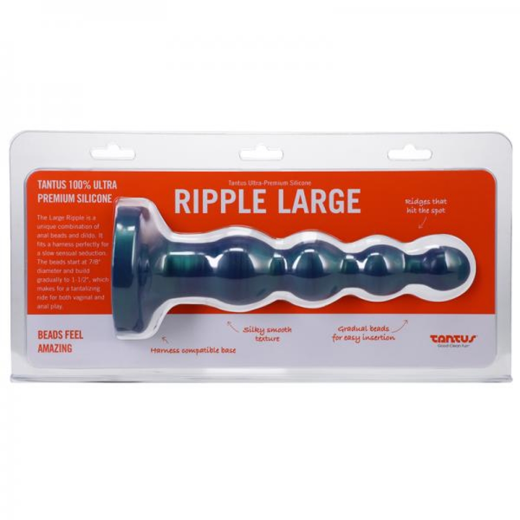 Tantus Ripple Large 8 In. Anal Beads Dildo - Medium-firm Malachite