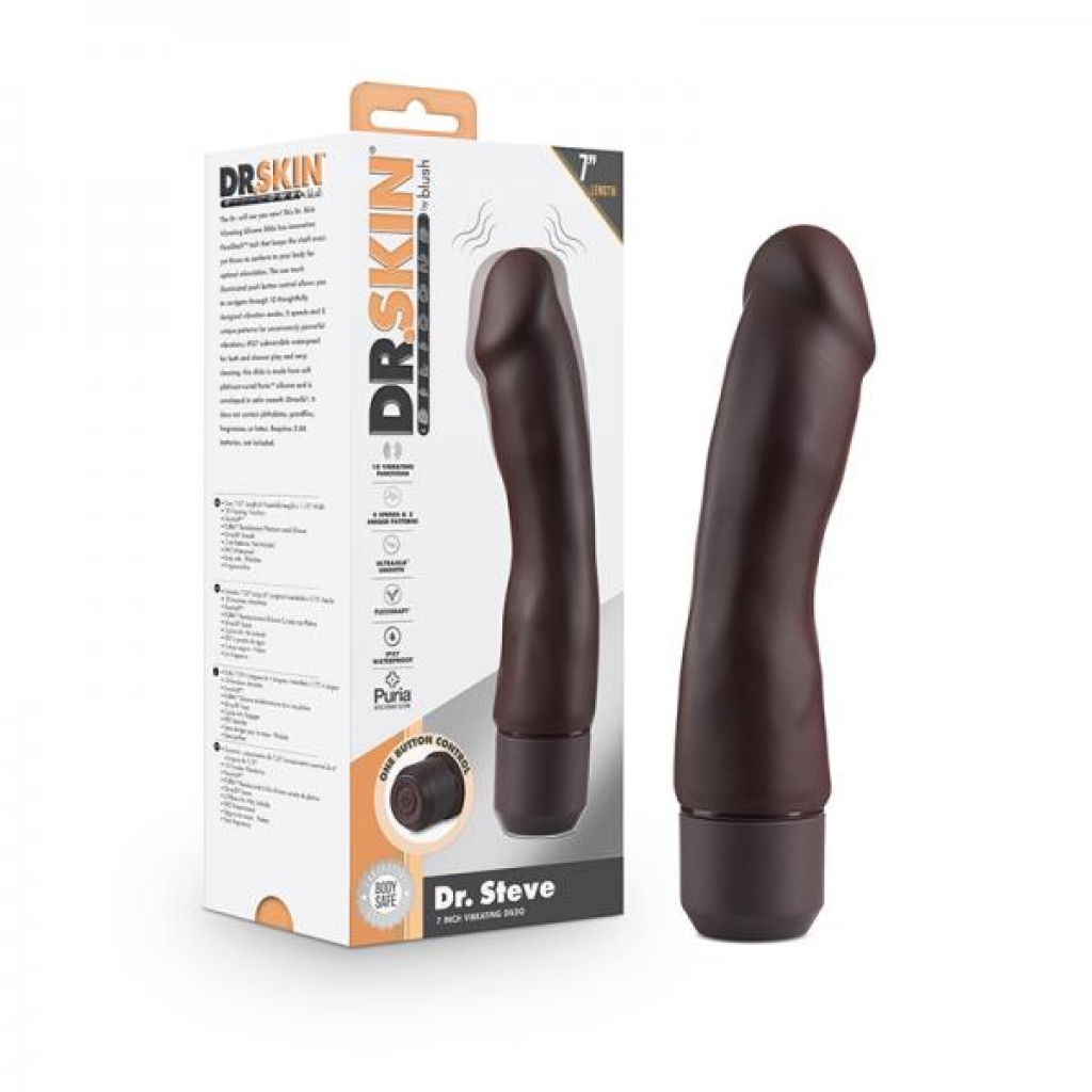 Dr. Skin Silicone Dr. Steve Vibrating Dildo - Brown