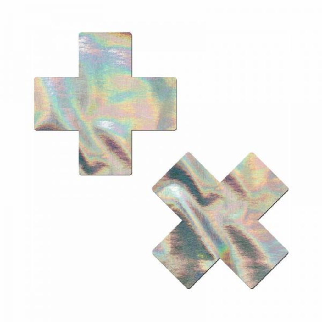 Pastease Holographic Crosses Pasties - Silver