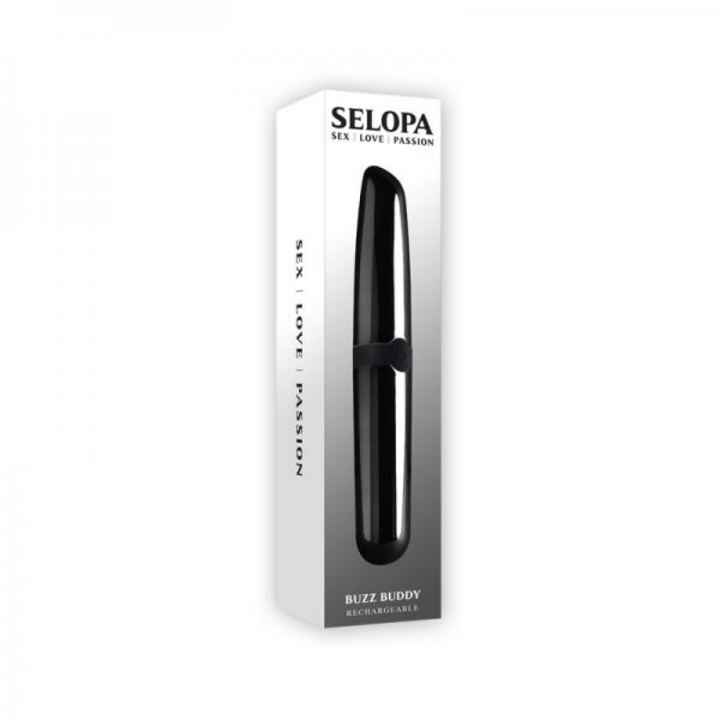 Selopa Buzz Buddy Rechargeable Vibe - Silicone Black Chrome